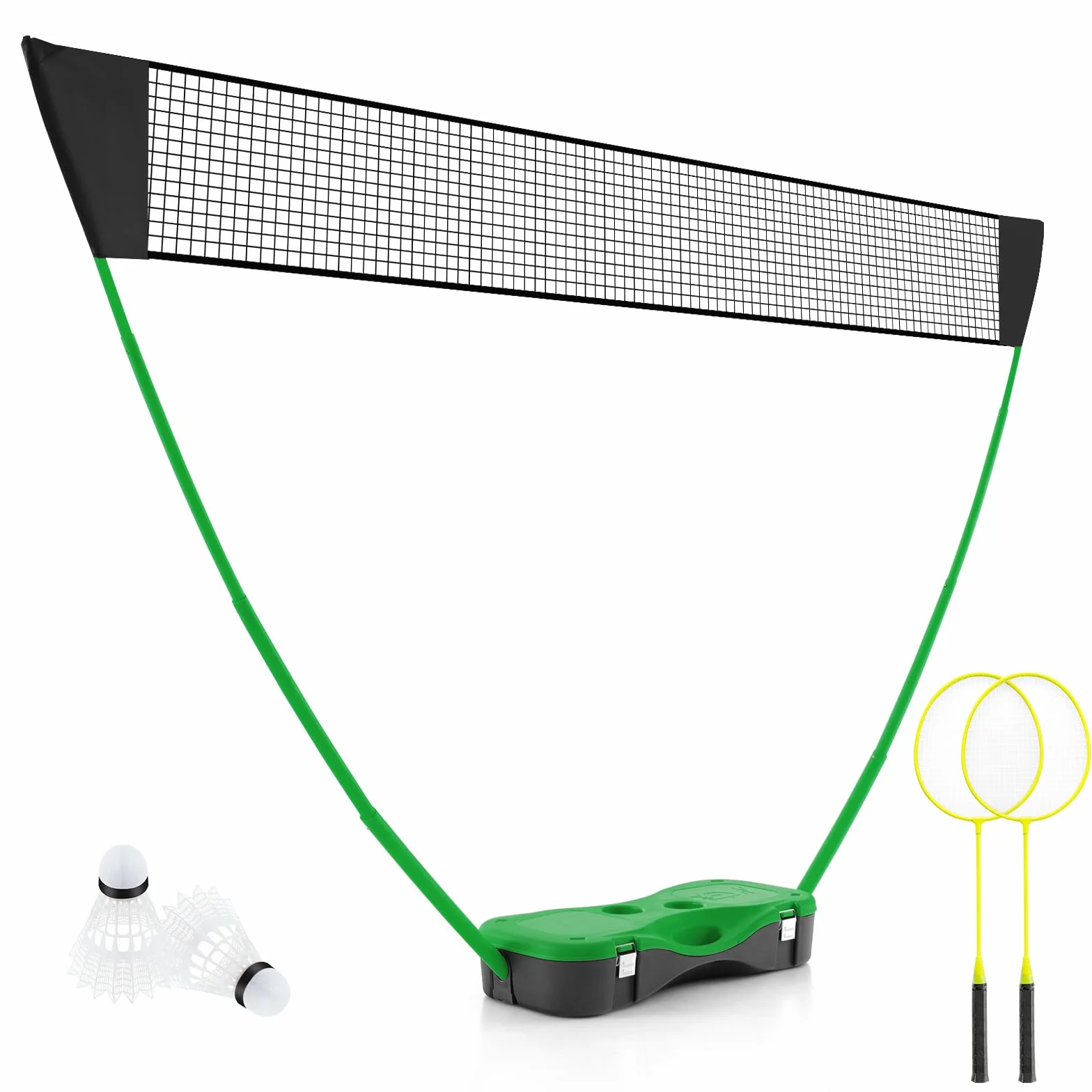 LIFEZEAL Badminton, Set Completo di Badminton Portatile, con Supporto per Rete, Rete, 2 Racchette, 2 Palline, 2 Pali e Scatola, Giochi Sportivi all' Esterno e all' Interno