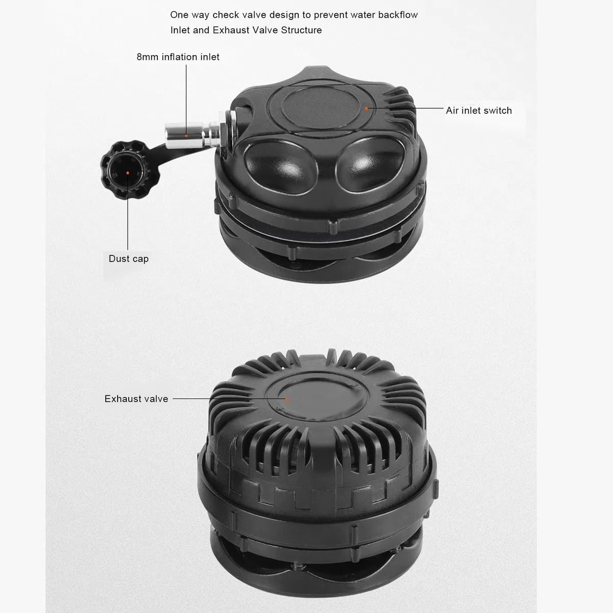 Set di valvole di scarico per gonfiatore per muta stagna Valvole di gonfiaggio e scarico per muta stagna in ABS Controllo di galleggiamento di precisione per immersioni subacquee