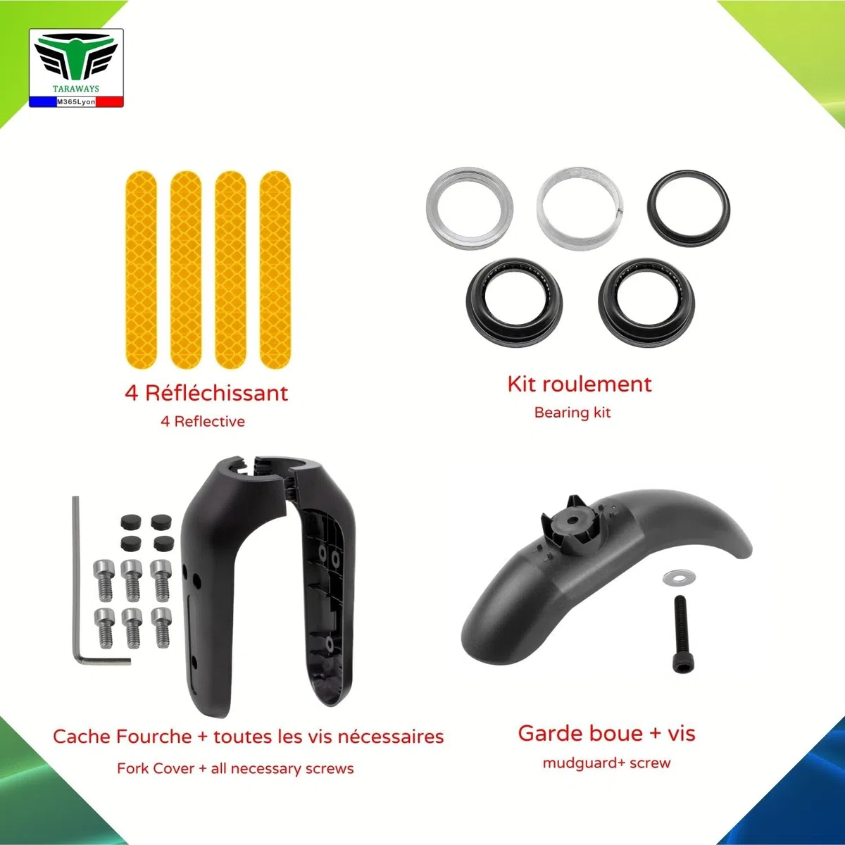 Forcella anteriore compatibile con monopattino Ninebot G30 Max / G30D / G30LE / G30LP / G30E II (Forcella+ Accessori)