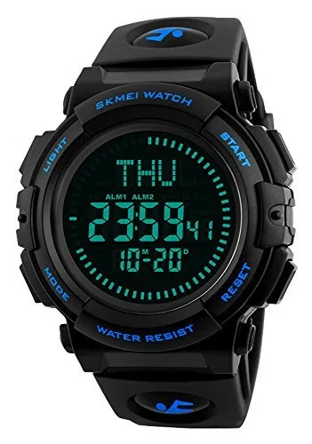 Orologio da uomo militare sportivo digitale con bussola di sopravvivenza, impermeabile fino a 50 m, conto alla rovescia, 3 sveglie, cronometro