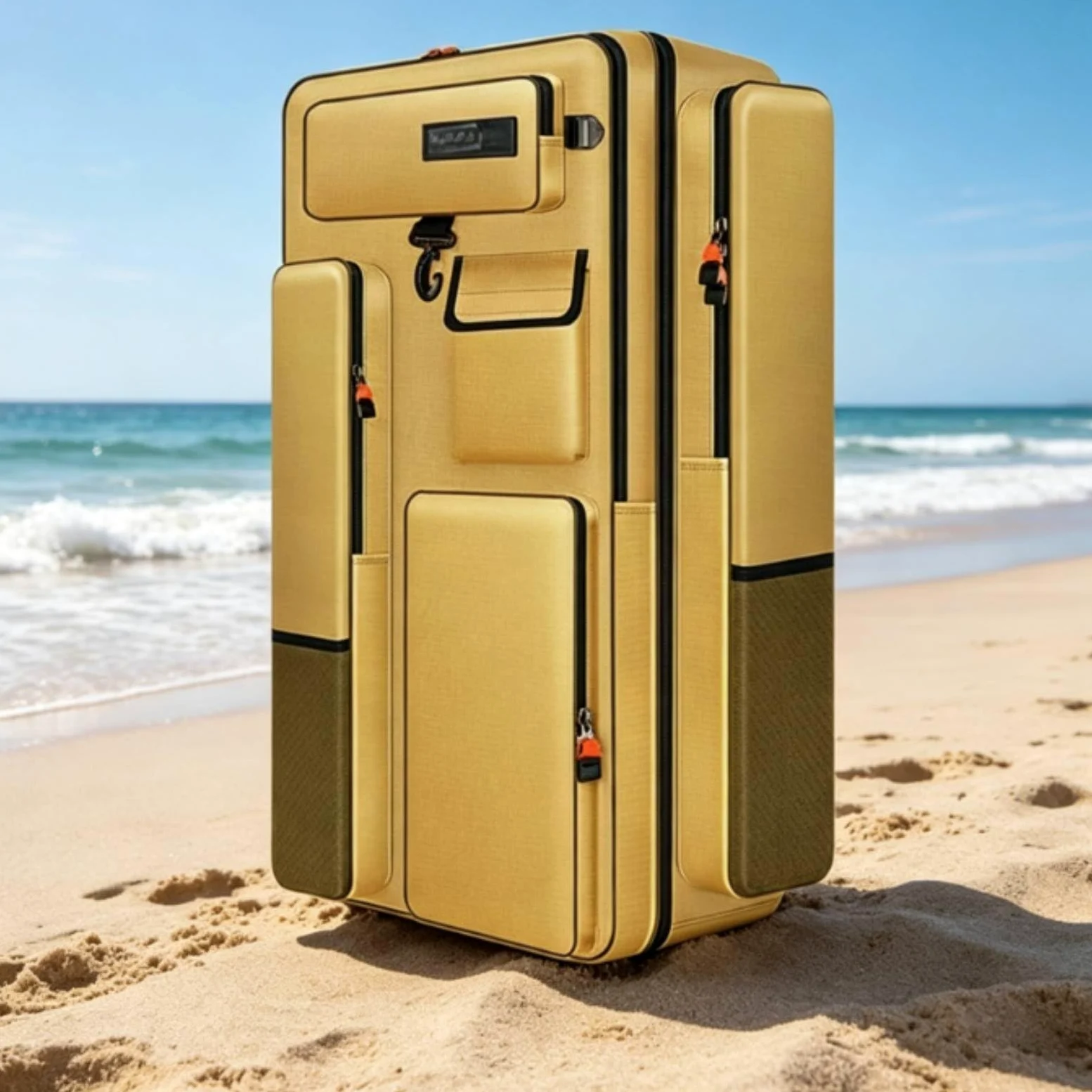 kowaku Zaino Porta Attrezzi da Pesca Resistente All'usura Borsa Porta Canne Organizzazione Facile Attrezzatura Sportiva, Giallo, Giallo, 70CM