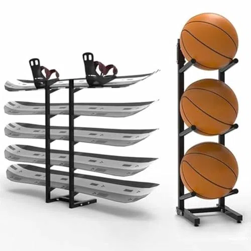 Portasci e porta snowboard – Organizer versatile per casa, palestra e garage per sci, scooter e attrezzatura sportiva, soluzione salvaspazio per stili di vita attivi