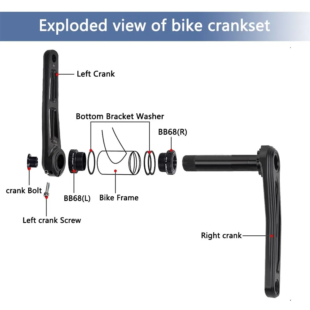 Guarnitura da 170 mm per bici da strada, guarnitura scheletrica integrata cava con movimento centrale BSA BB da 68 mm per BMX pieghevole, compatibile con 7/8/9/10/11/12 velocità, lega di alluminio.