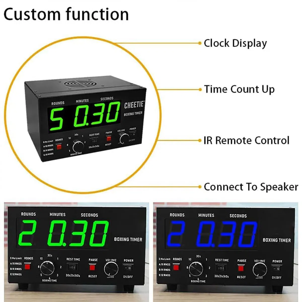 Timer a intervalli da palestra con display a LED, suono regolabile, tempo di allenamento selezionabile, timer a intervalli professionale per Muay Thai, MMA, kickboxing