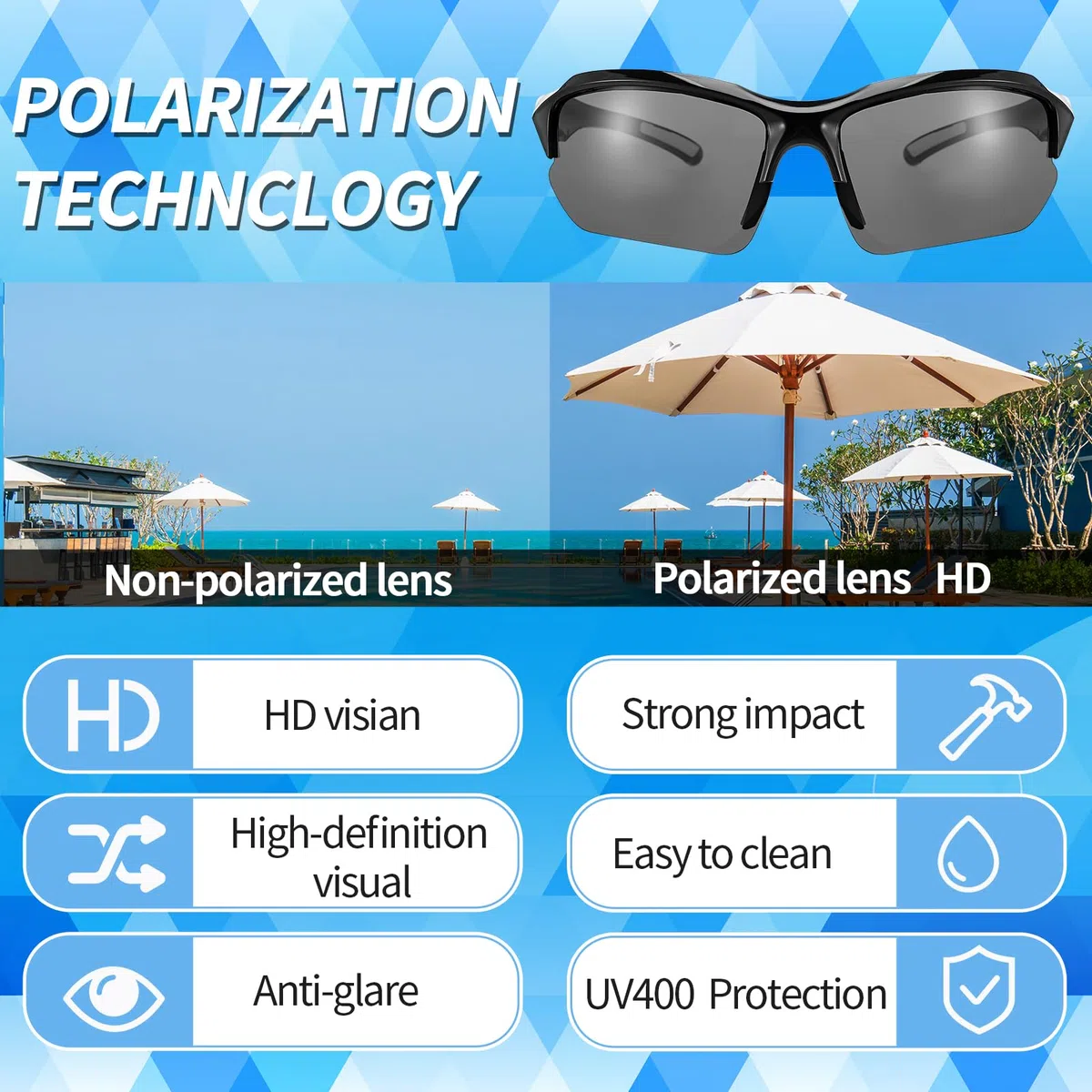 Confezione da 4 occhiali da sole sportivi polarizzati per uomini e donne, protezione UV, occhiali da sole leggeri avvolgenti per attività all'aperto