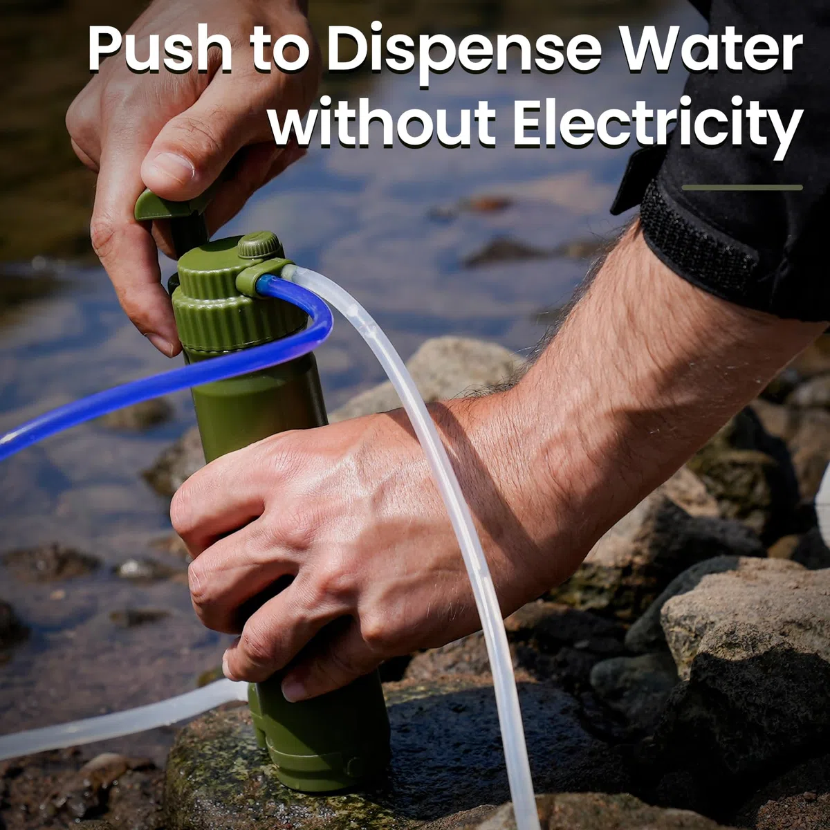 Filtro dell'acqua per esterni con filtro RO depuratore d'acqua per esterni con capacità di filtro da 10000 l filtro dell'acqua potabile per campeggio escursioni emergenze ecc. (Verde)