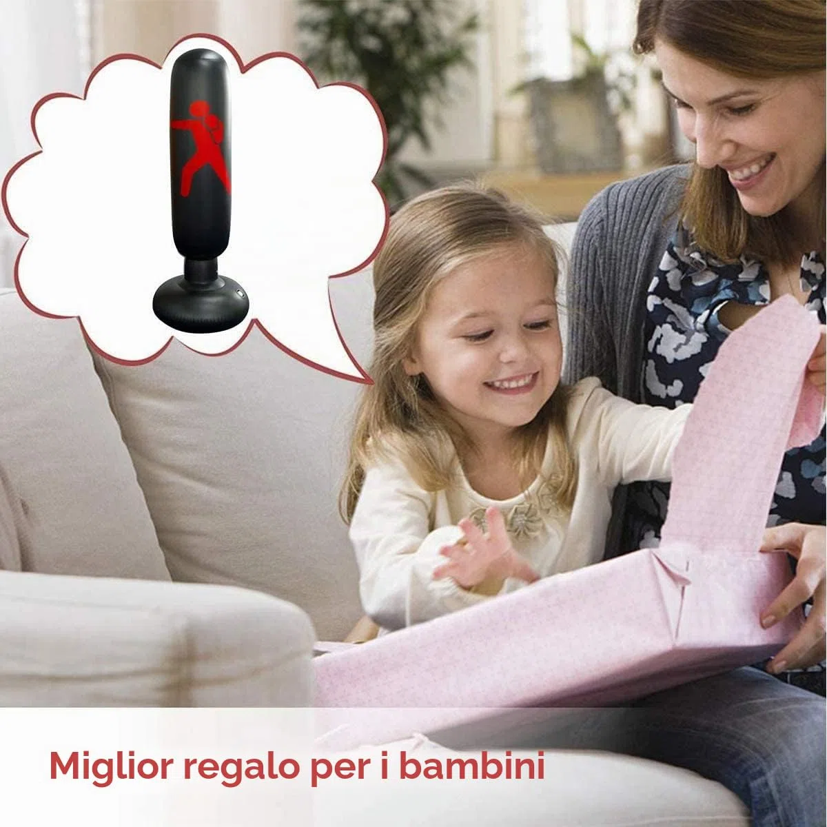Sacco da Boxe Bambini 160cm/63 Pollici Gonfiabile Sacco da Boxe da Terra con Colonna da Boxe E Base Spessa per Kickboxing di Karate, Attrezzature di Allenamento