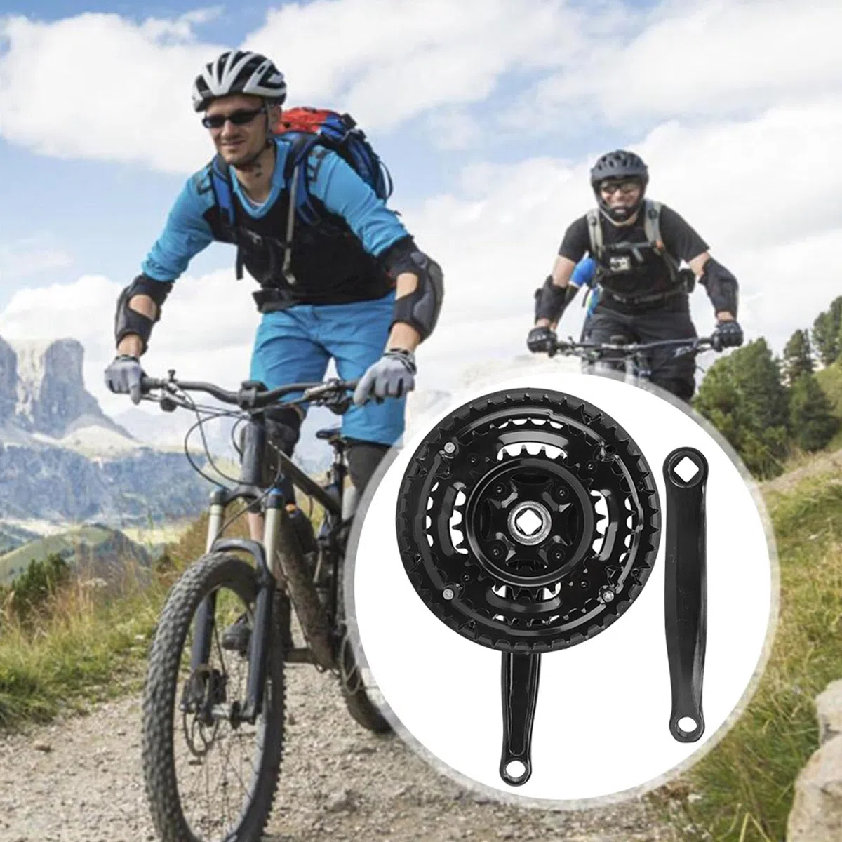 Guarnitura in acciaio al carbonio 24-34-42T, guarnitura per bici con copertura per catene per mountain bike a velocità variabile