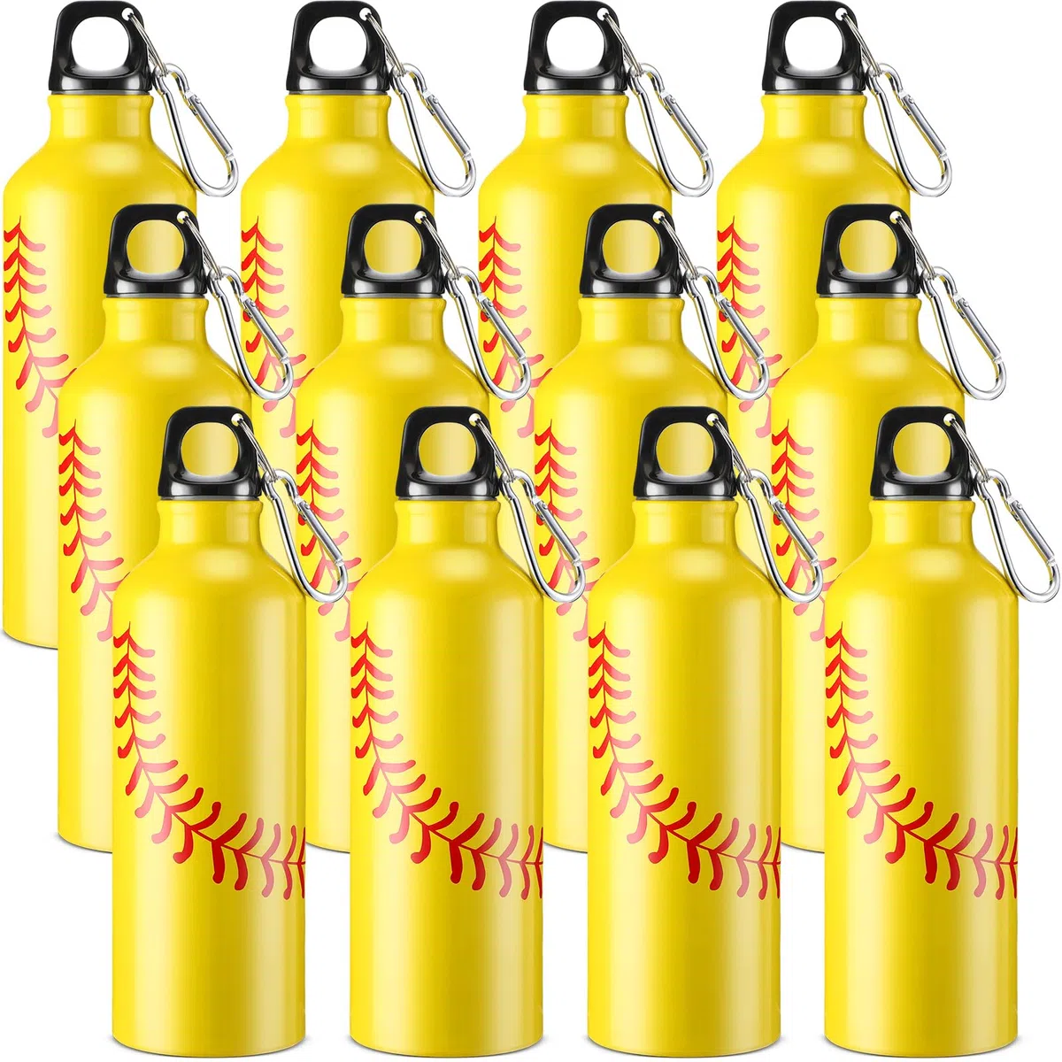 Tioncy 12 bottiglie d'acqua da 500 ml, in alluminio, riutilizzabili, a prova di perdite, con fibbia e tappo a torsione, per accessori di squadra, viaggi, uomini, palestra