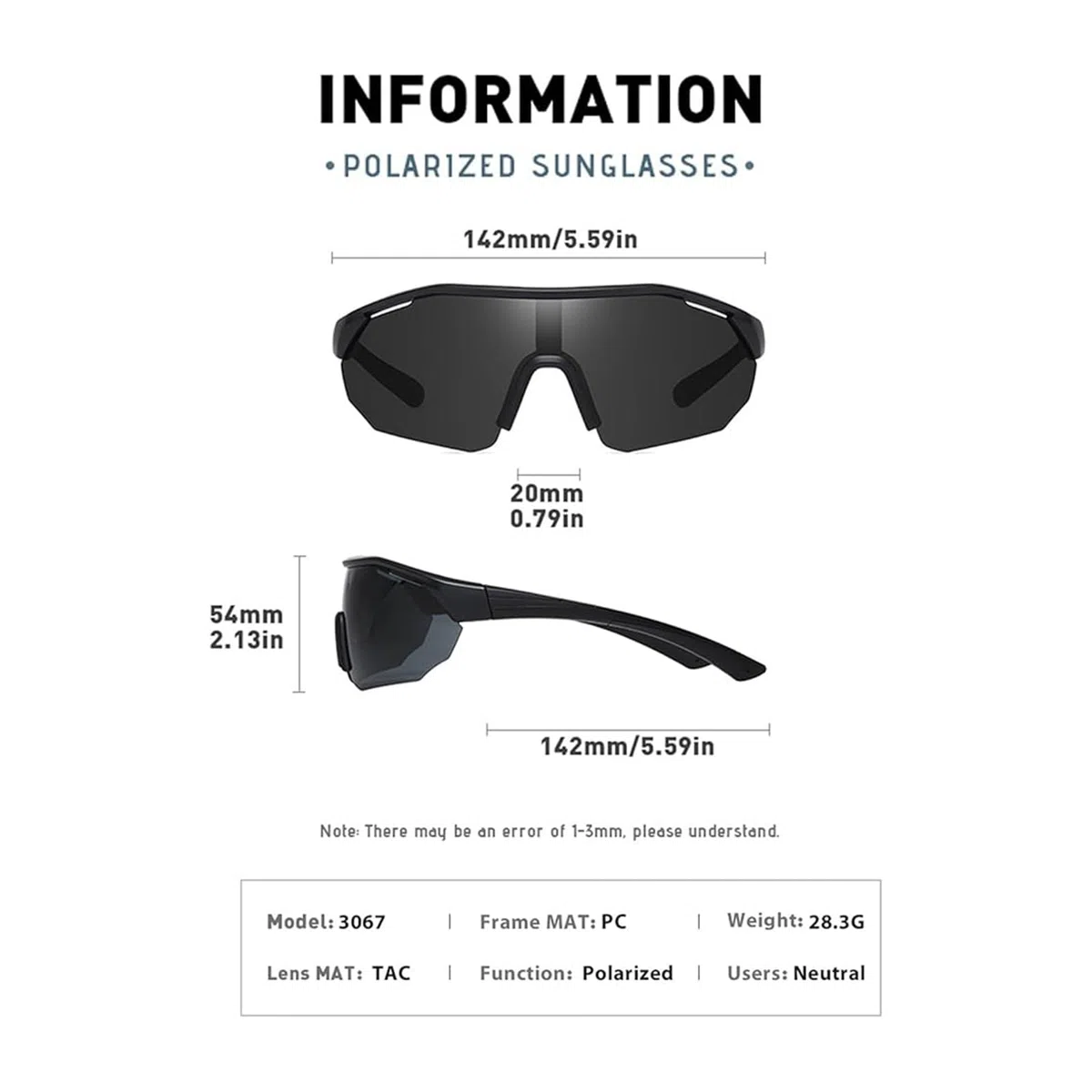 Occhiali da sole sportivi, occhiali da ciclismo polarizzati per uomo e donna, occhiali da ciclismo con protezione UV400 per MTB, bici da strada, sci, rave, ciclismo, golf, baseball, corsa