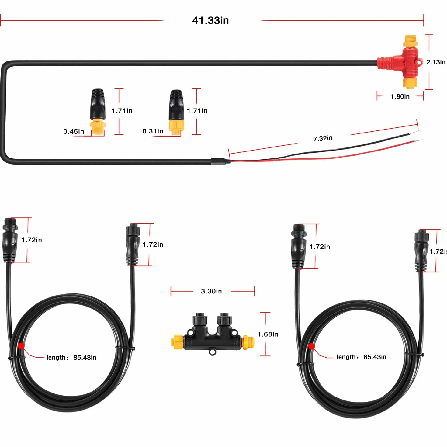 NMEA 2000 Dual Device Starter Kit per elaborare la rete NEMA 2K per Lowrance Simrad Garmin, fornire una migliore affidabilità di rete, include cavi backbone cavi goccia T terminatori