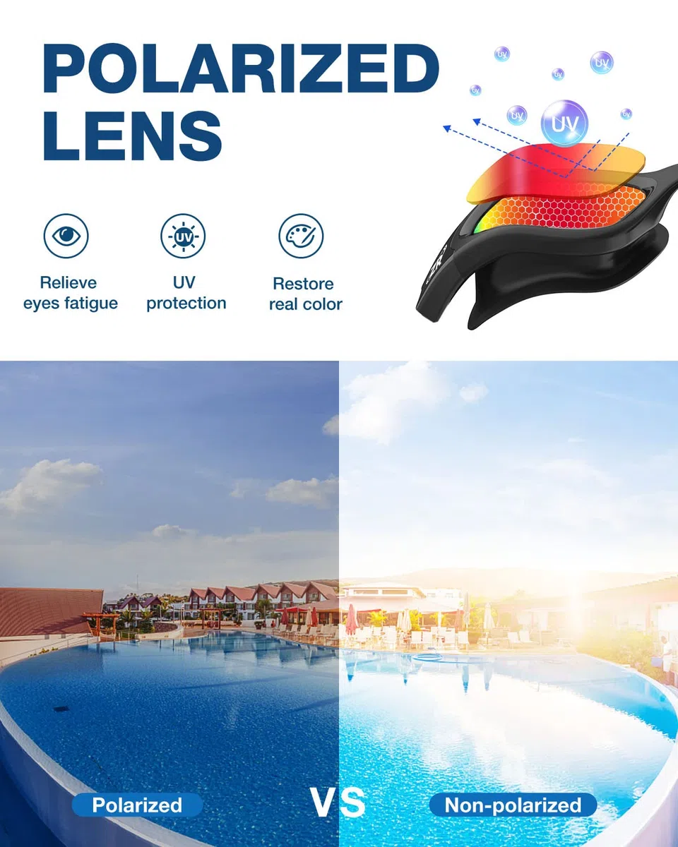 ZIONOR G1 Polarizzato/No Polarizzato Mirror Occhiali da Nuoto Unisex Adulto Uomo Donna Anti Foglia 100% Anti UV Immersione Occhiali. (Montatura nera con lenti rosse polarizzate)