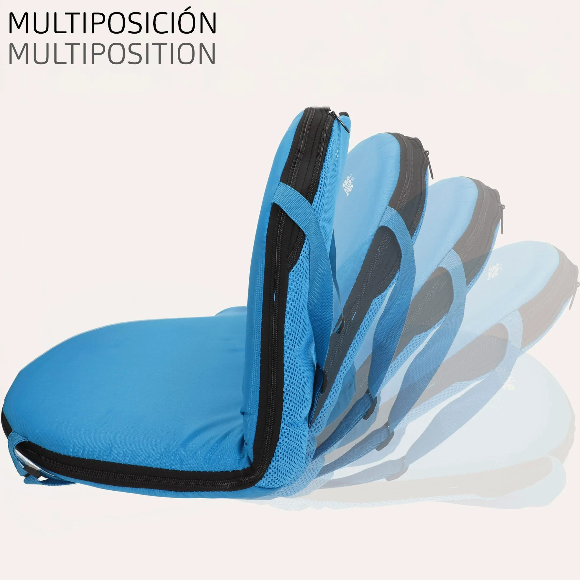 AKTIVE Confezione da 2 sedili pieghevoli multiuso blu, 41x40x33 cm, schienale regolabile in 6 posizioni, design compatto, spallacci per il trasporto, tessuto in poliestere (63127)
