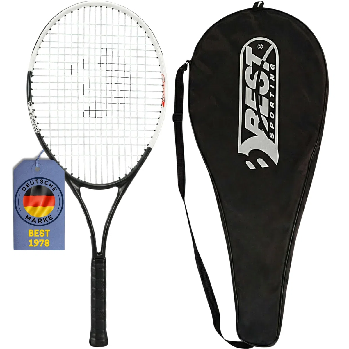 Best Sporting - Racchetta da tennis per principianti XT-Power, 250 g, spessore impugnatura L3, leggera racchetta da tennis in alluminio, ideale per bambini, ragazzi e adulti, inclusa custodia