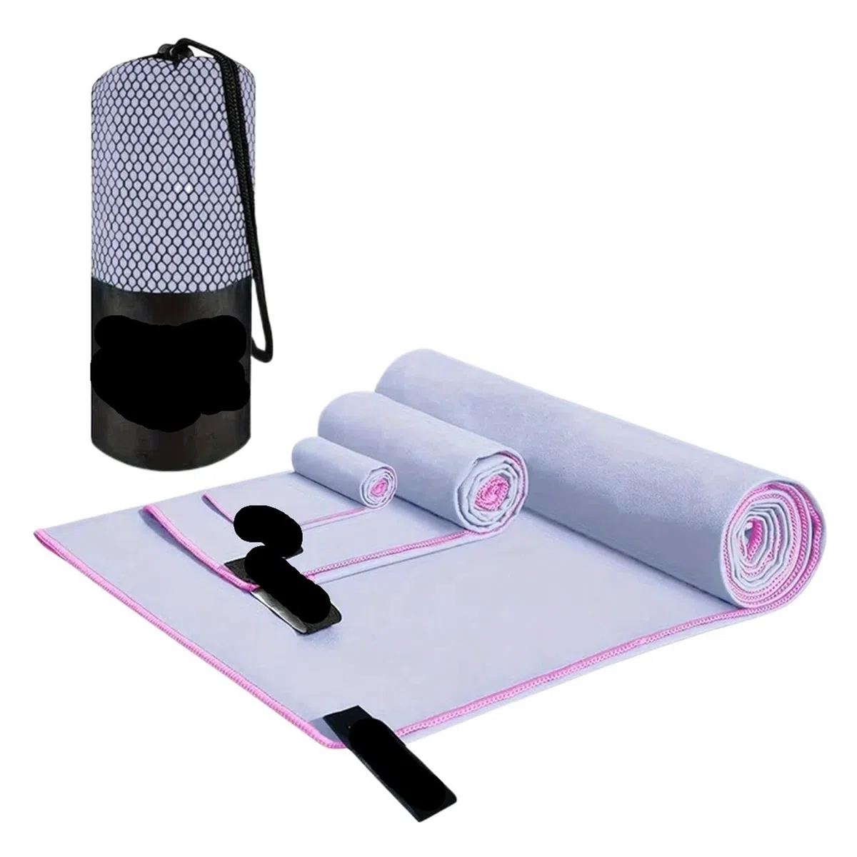 Asciugamano sportivo ad asciugatura rapida 3 pezzi, multifunzionale, da viaggio, for nuoto e yoga, ultra morbido, leggero, super assorbente, in microfibra, for palestra Per Pilates，Hot Gym(Purple)