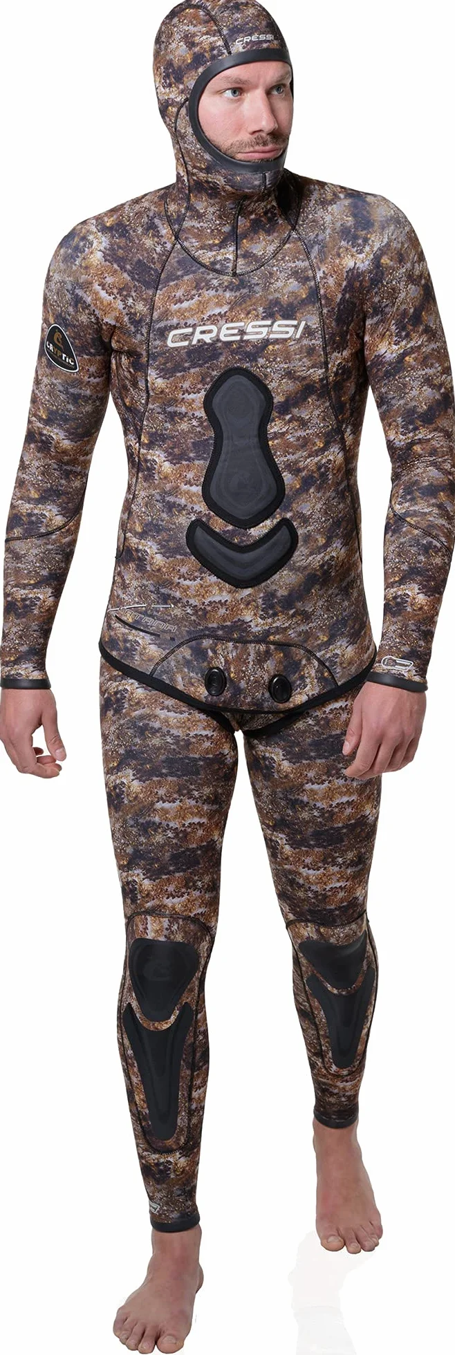 Cressi Katana 2 Pieces Wetsuit - Muta Apnea e Pesca per Uomo, disponibile in Neoprene 3/5/7mm colore Marrone Mimetico
