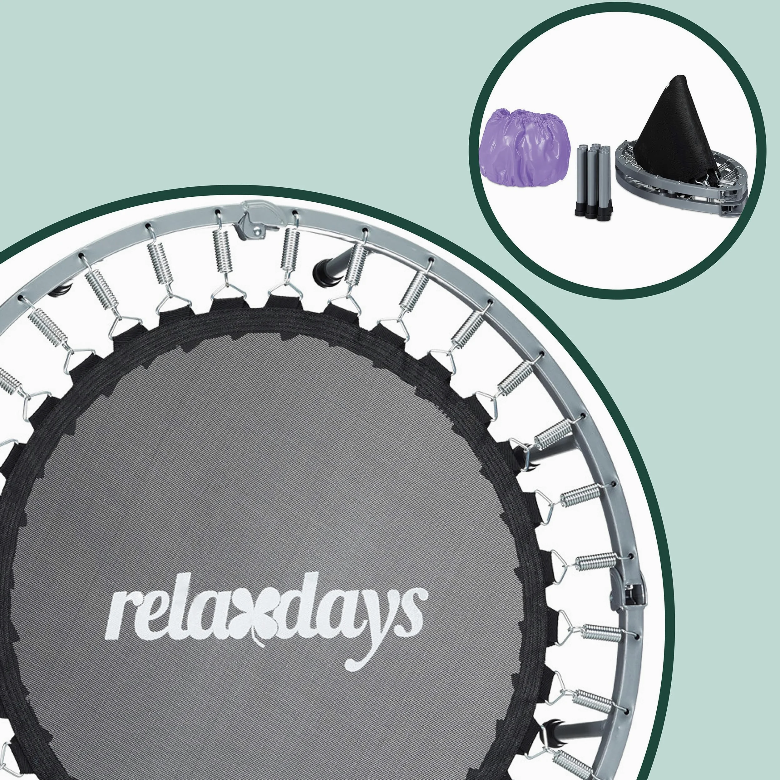 Relaxdays Trampolino da interno, Ø 95 cm, minitrampolino pieghevole max 100 kg, sport & ginnastica, colori a scelta