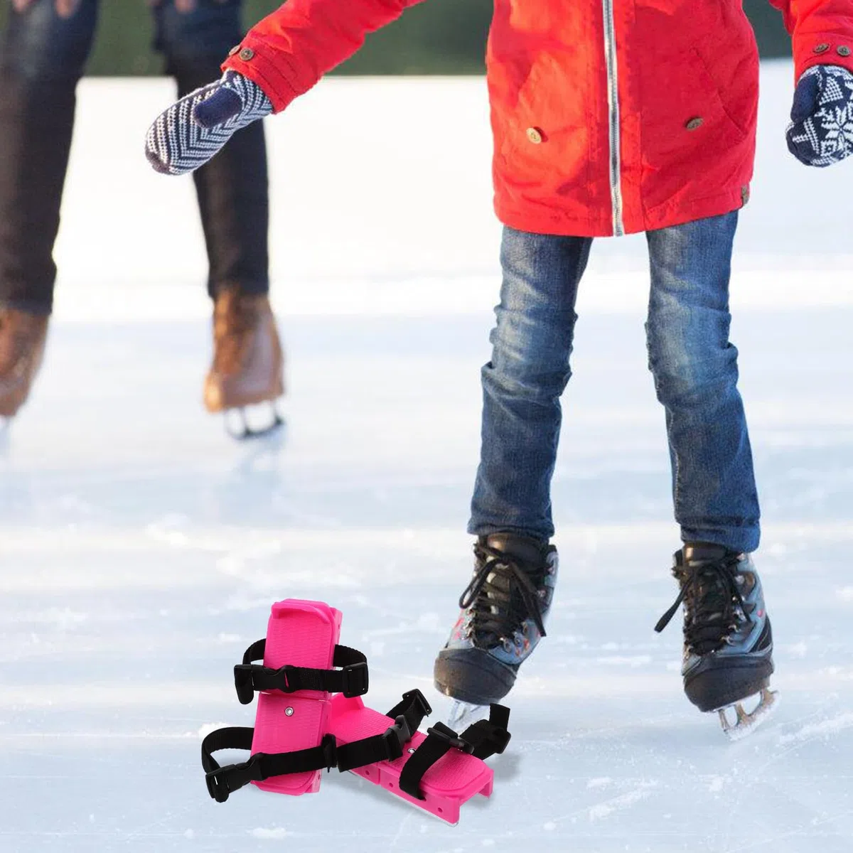 Mikinona Scarpe da Ghiaccio Mini Sci in Pp e Metallo per Ragazzi Principianti Regolabili Adattabilità Multiscena e Comfort per attività All'aperti Invernali