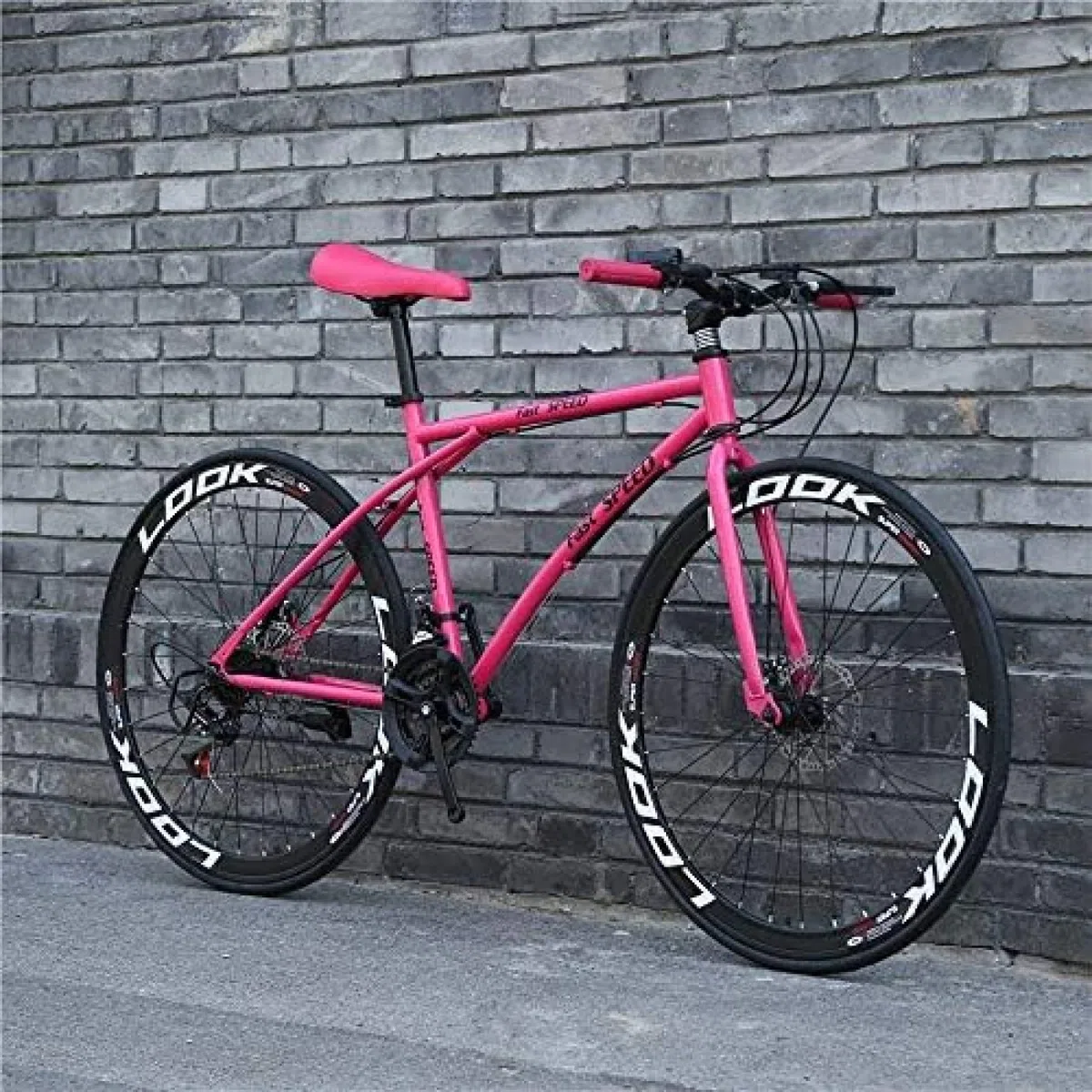 Bike su strada da uomo e femmina, telaio ad acciaio al carbonio alto 26 pollici in bicicletta da strada per adulti, corse in bicicletta del freno a doppio disco, biciclette da mountain bike a ruote