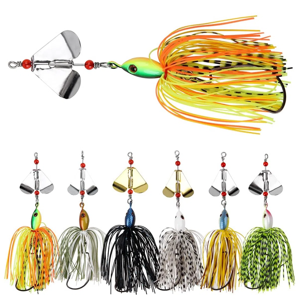 Esche da Pesca Spinnerbait Buzzbait Spinners Kit Jig Pesce Esca Topwater Swimbait Multicolore per la Pesca al Luccio e Alla Trota
