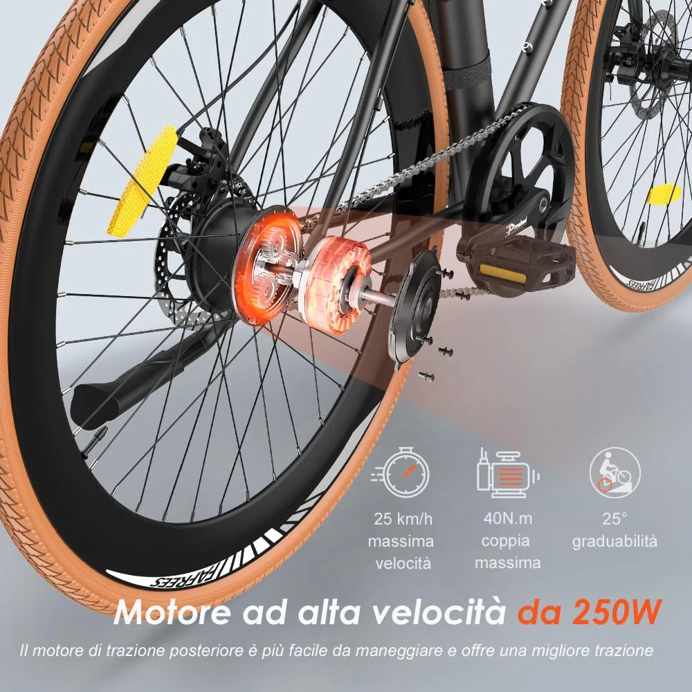 Fafrees F1 Bicicletta elettrica, 700C*38C Bici elettrica da strada, Motore 250W, Battteria 36V 10Ah, Bicicletta elettrica urbana Unisex Adulto, Potenza assistita: 40-60KM