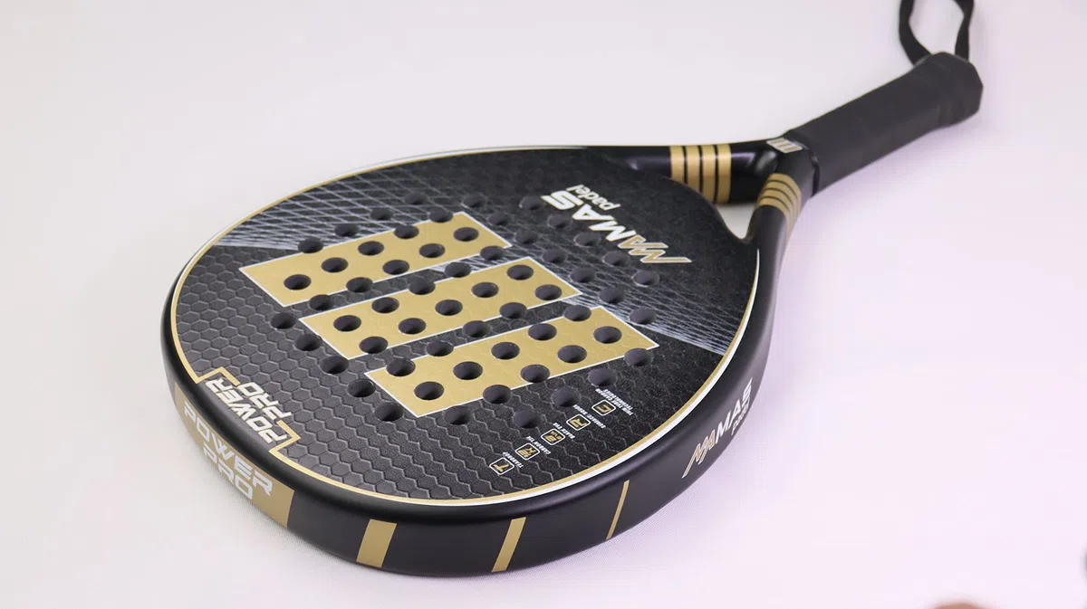 POWER PRO - Racchetta da Padel, Oro/Nero, Unisex, Adulto, 100% Rivestimento in Carbonio, Superficie Ruvida, Alta Performance