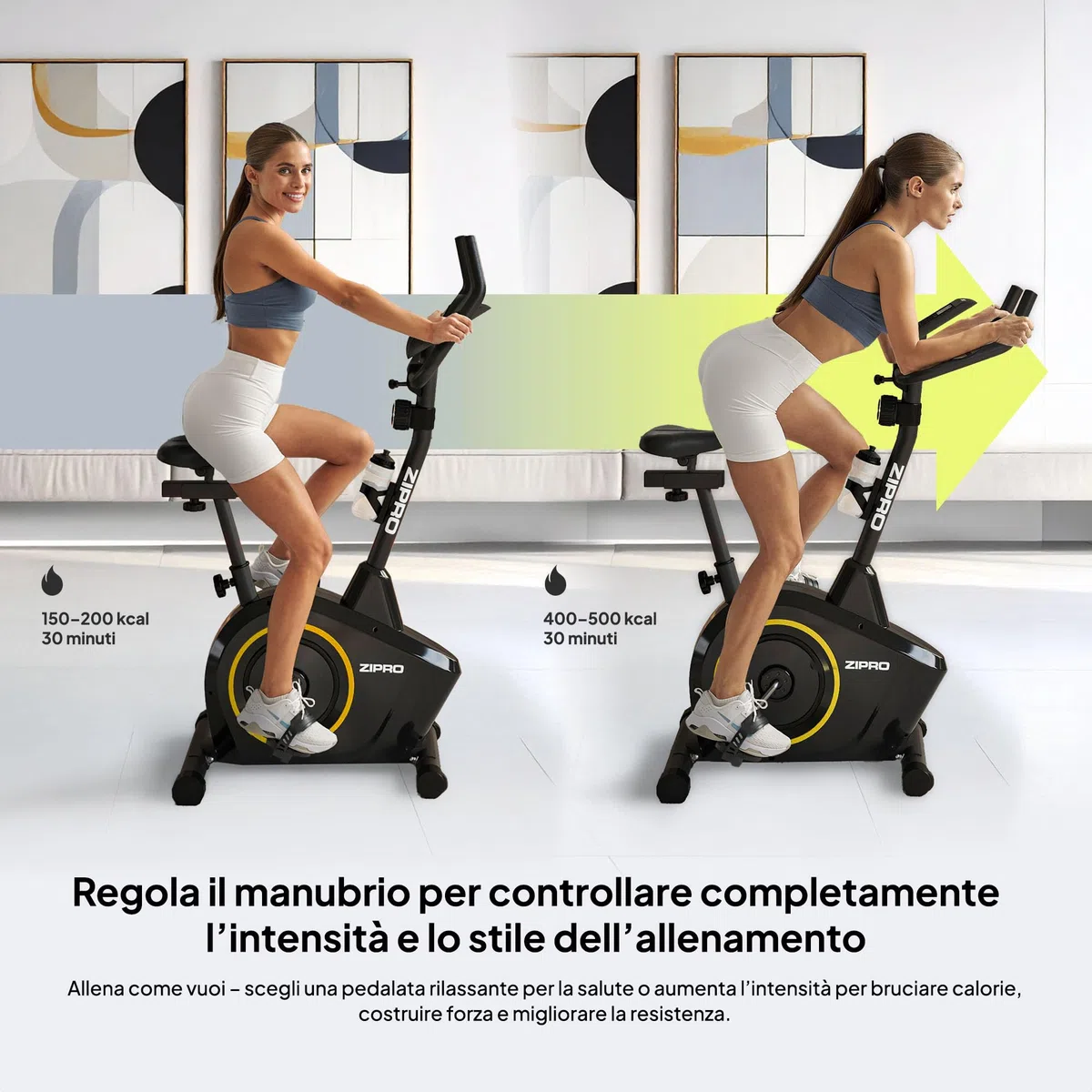 Zipro Cyclette Boost, Fitness Bike Ergometrico, Trainer Magnetico per Bicicletta, Ergometro fino a 120 kg, Bici da Interno, Cyclette per Allenamenti Domestici, Batteria Operata
