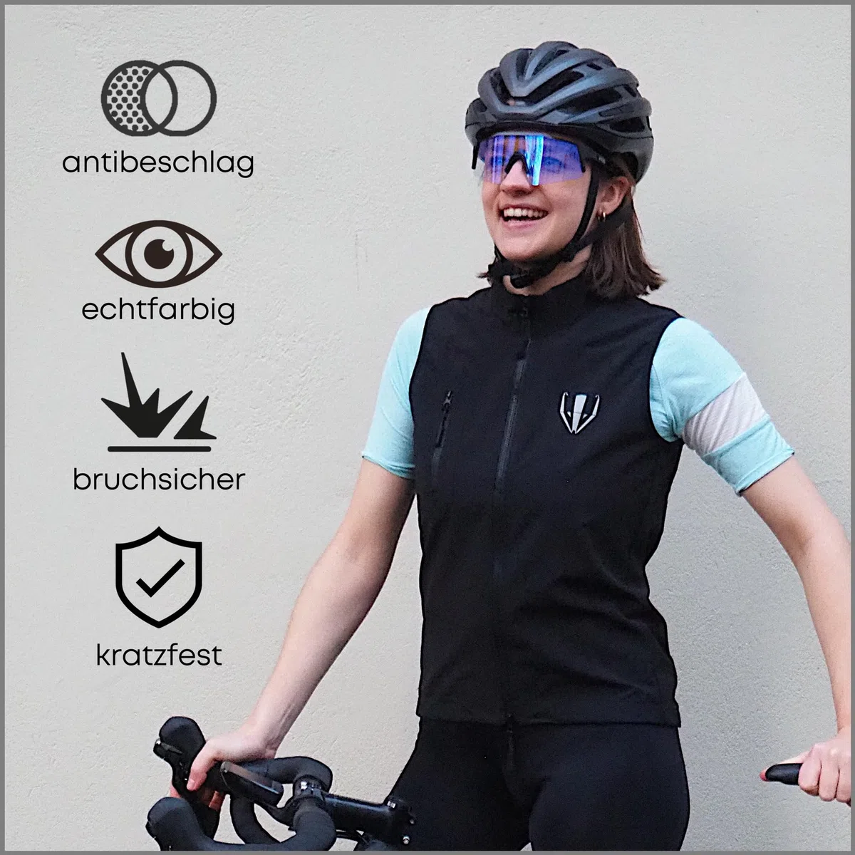 DACHS Occhiali da sole monocromatici unisex – UV400 occhiali da ciclismo auto-tonici – lenti rosse/blu