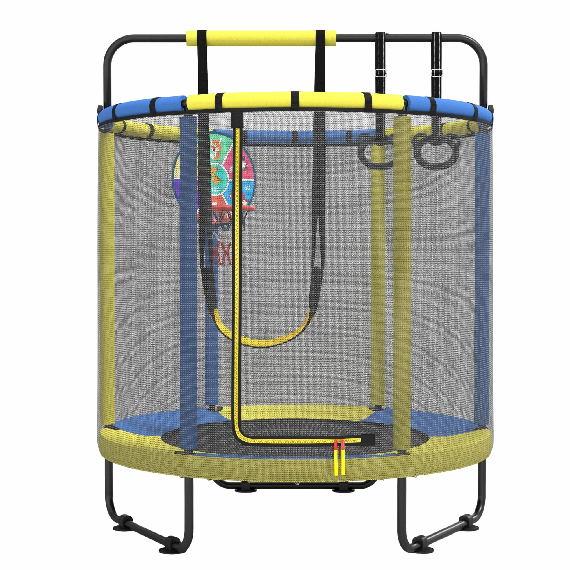 Trampolino per bambini, trampolino da interno per bambini, con cestino da basket, altalena, anello di trazione, adatto per interni ed esterni, adatto per bambini, regalo di compleanno