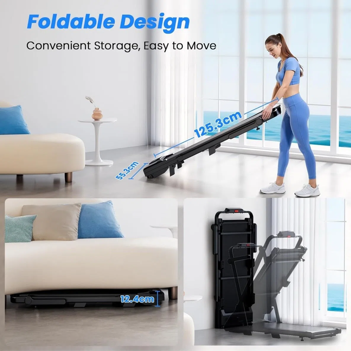 Superun Raceable Tapis Roulant Salvapazio Elettrico con Inclinazione 6%, 3CV Walking Pad,1-12 km/h Tapis Roulant Elettrico Pieghevole con APP Controllo Corsi di Allenamento, Massima di 136 kg