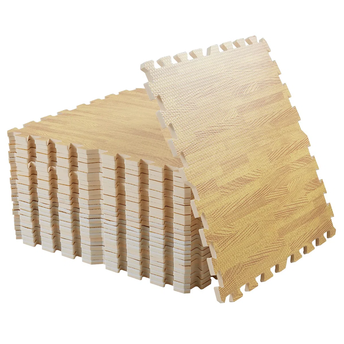 Tappeto per palestra pavimento puzzle: 24 pezzi tappetino incastro 60x60cm tappetini ginnastica fitness casa tatami bambini gioco esercizi legno effetto schiuma eva morbido quadrato interno, Giallo