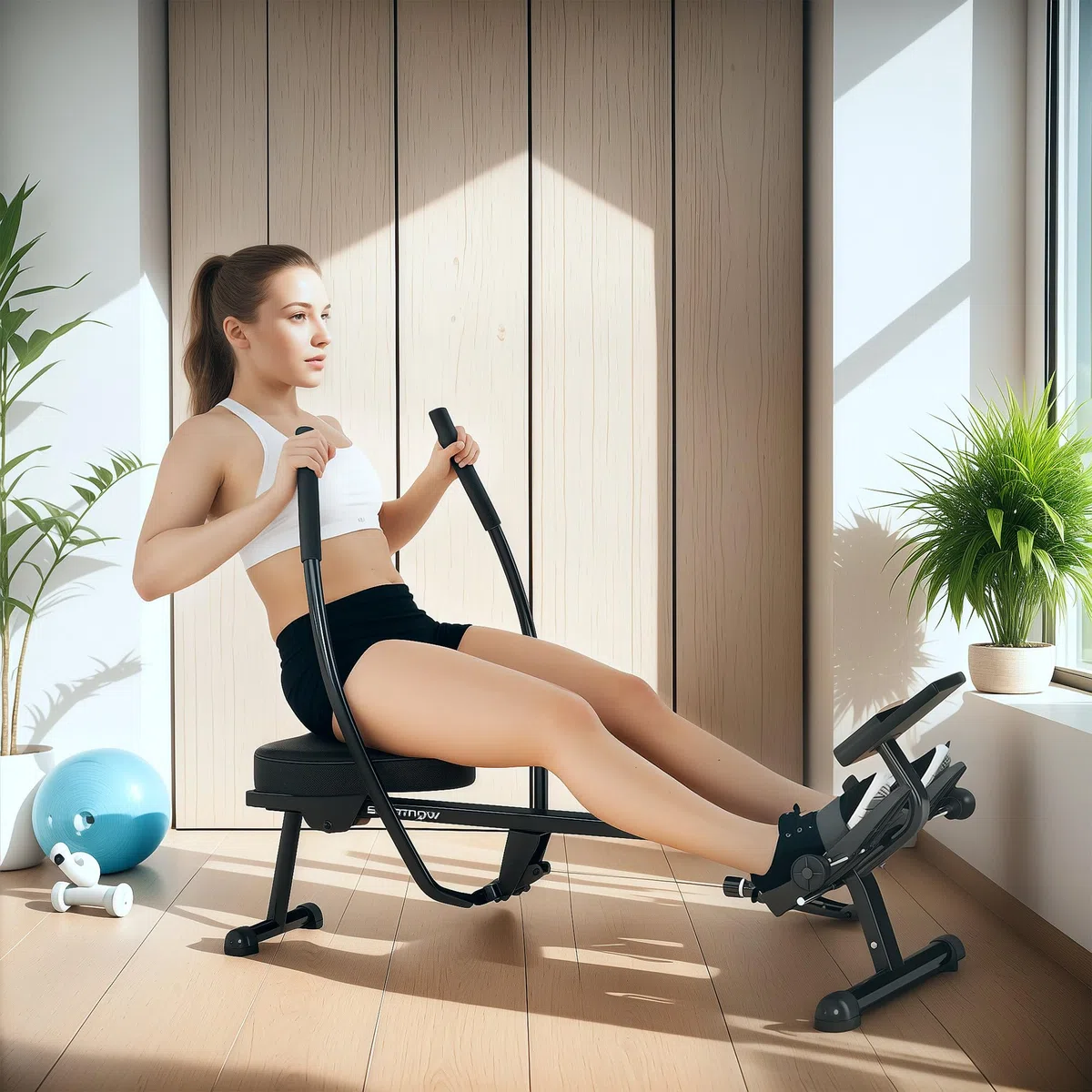 SPORTNOW Vogatore idraulico con 12 livelli di resistenza Vogatore con schermo LCD e pedale antiscivolo, portata massima 130KG, allenamento cardio a casa, nero