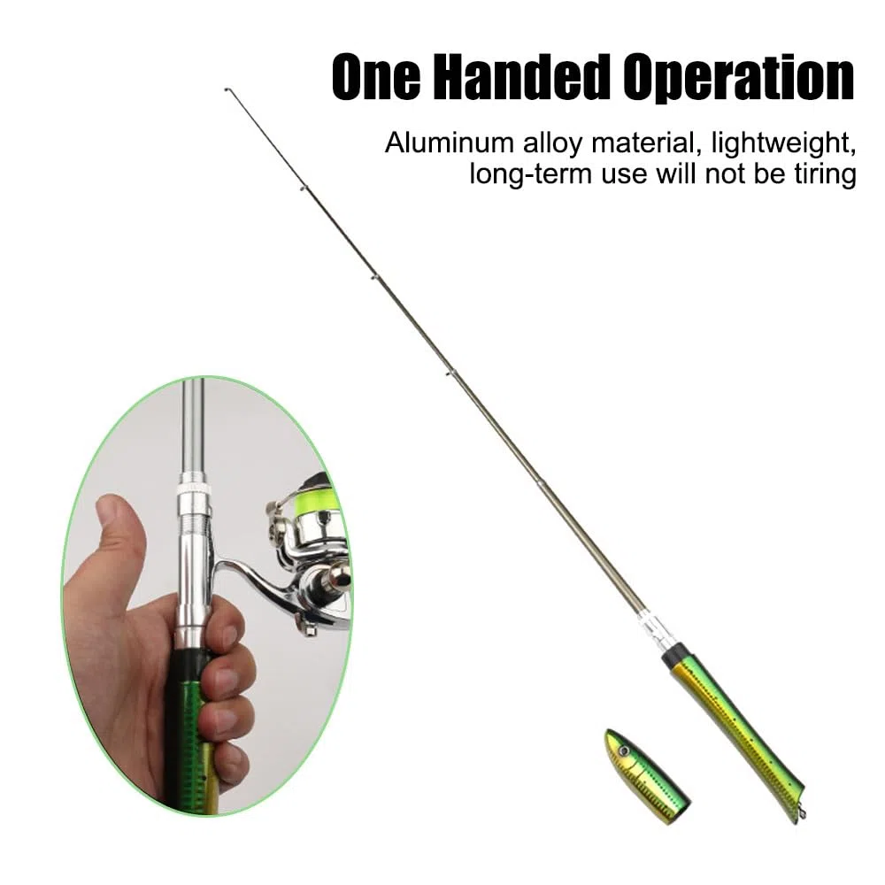 Canna Telescopica da Pesca, Canne da Pesce Telescopic Leggera a Forma con Mulinello e Lenza, Fishing Rod Pole Regolabile per la Pesci in Acqua Salata e Dolce