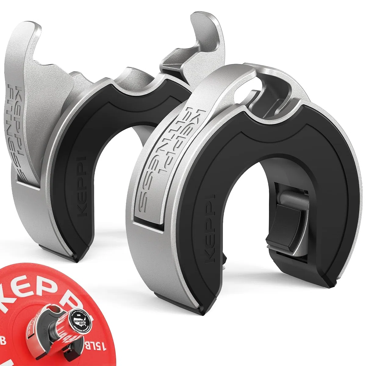 KeppiFitness, clip per bilanciere, morsetti per bilanciere per sollevamento pesi, chiusura rapida e rimozione dei pesi, 5,1 cm, olimpionici per allenamento