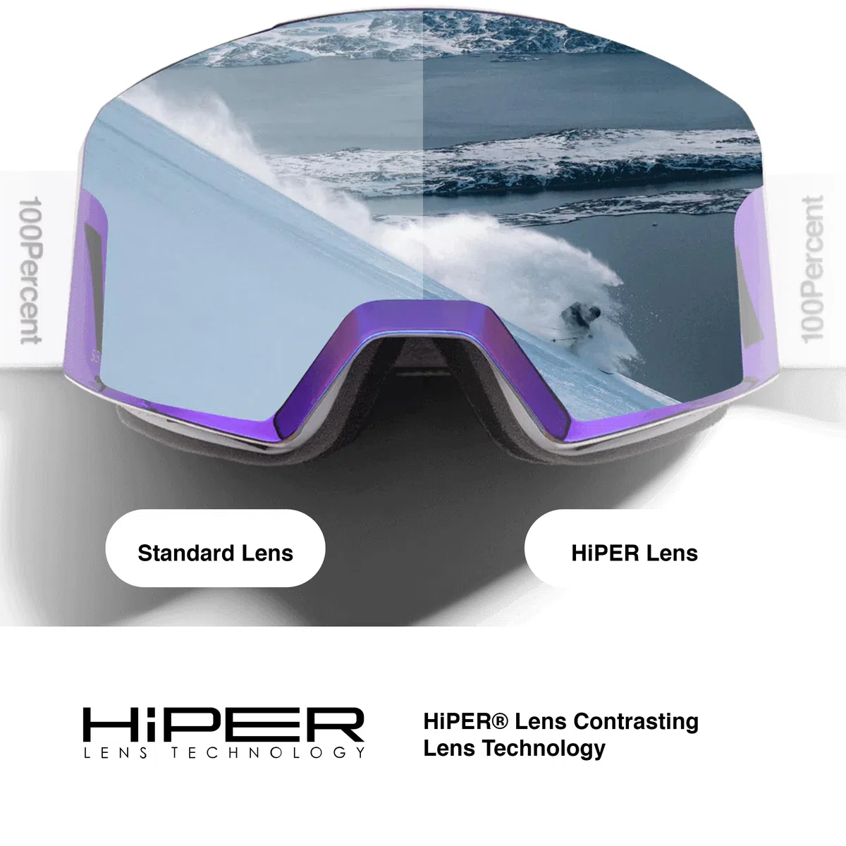 100% SNOWCRAFT XL Alt Fit - Occhiali da neve per sci e snowboard, occhiali invernali Alt Fit per uomini e donne, da neve