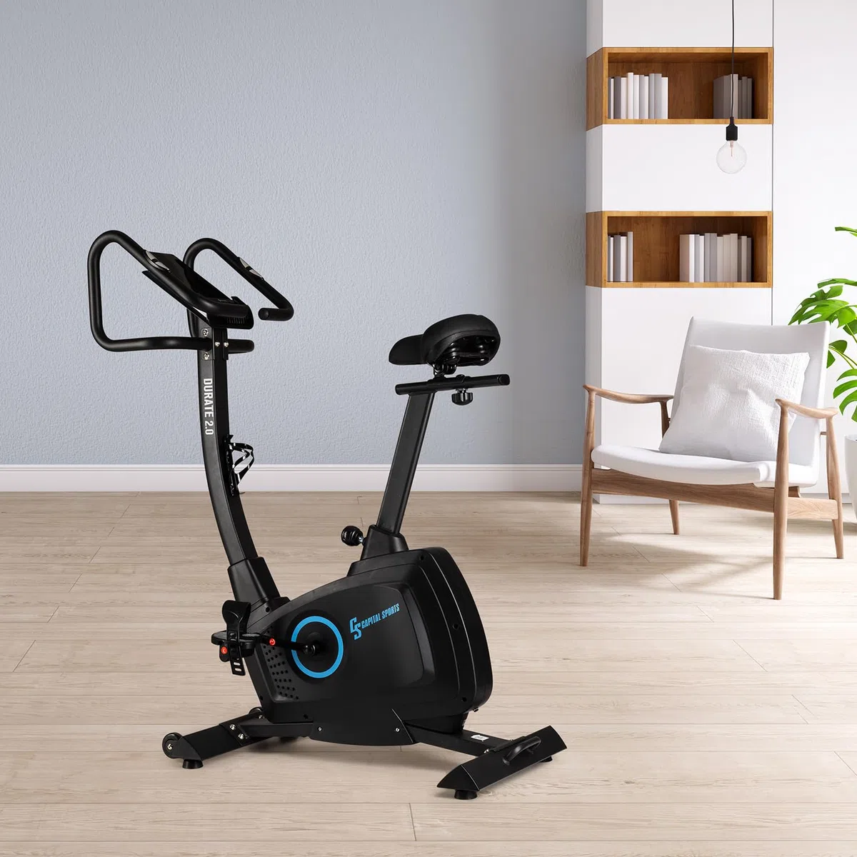 Capital Sports Durate - Cyclette, Ergometro, Cyclette da Camera con Cardiofrequenzimetro, Resistenza Regolabile 8 Livelli, LCD, Volano da 9 kg, 9 Programmi Preimpostati, Max. 100Kg