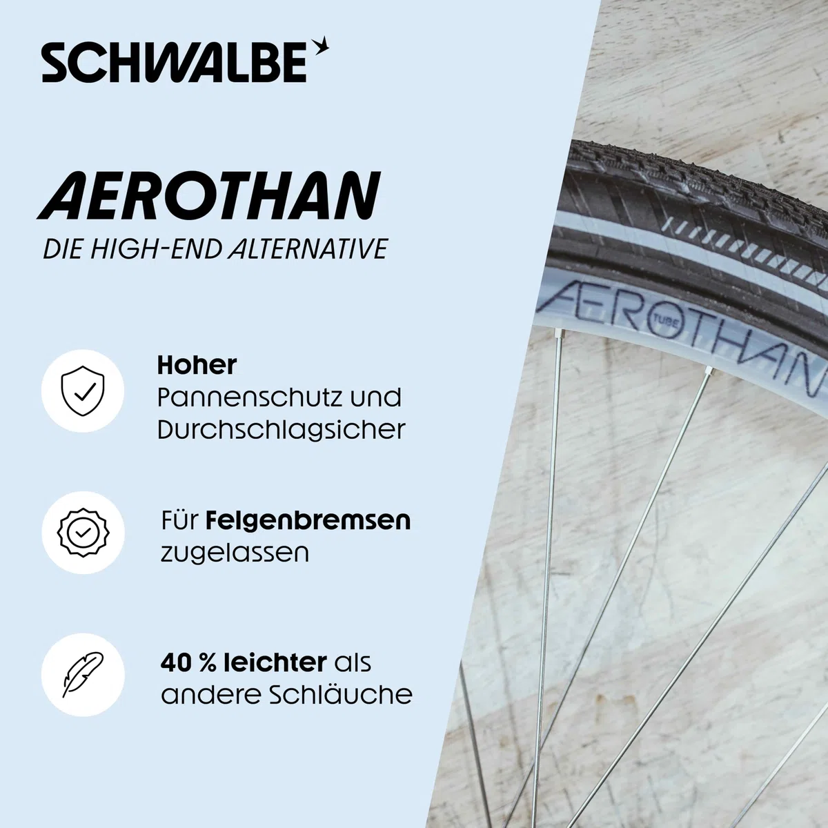 Schwalbe Aerothan, Camera d'aria per bicicletta da città, mountainbike, corsa e turismo, in TPU, made in Germany