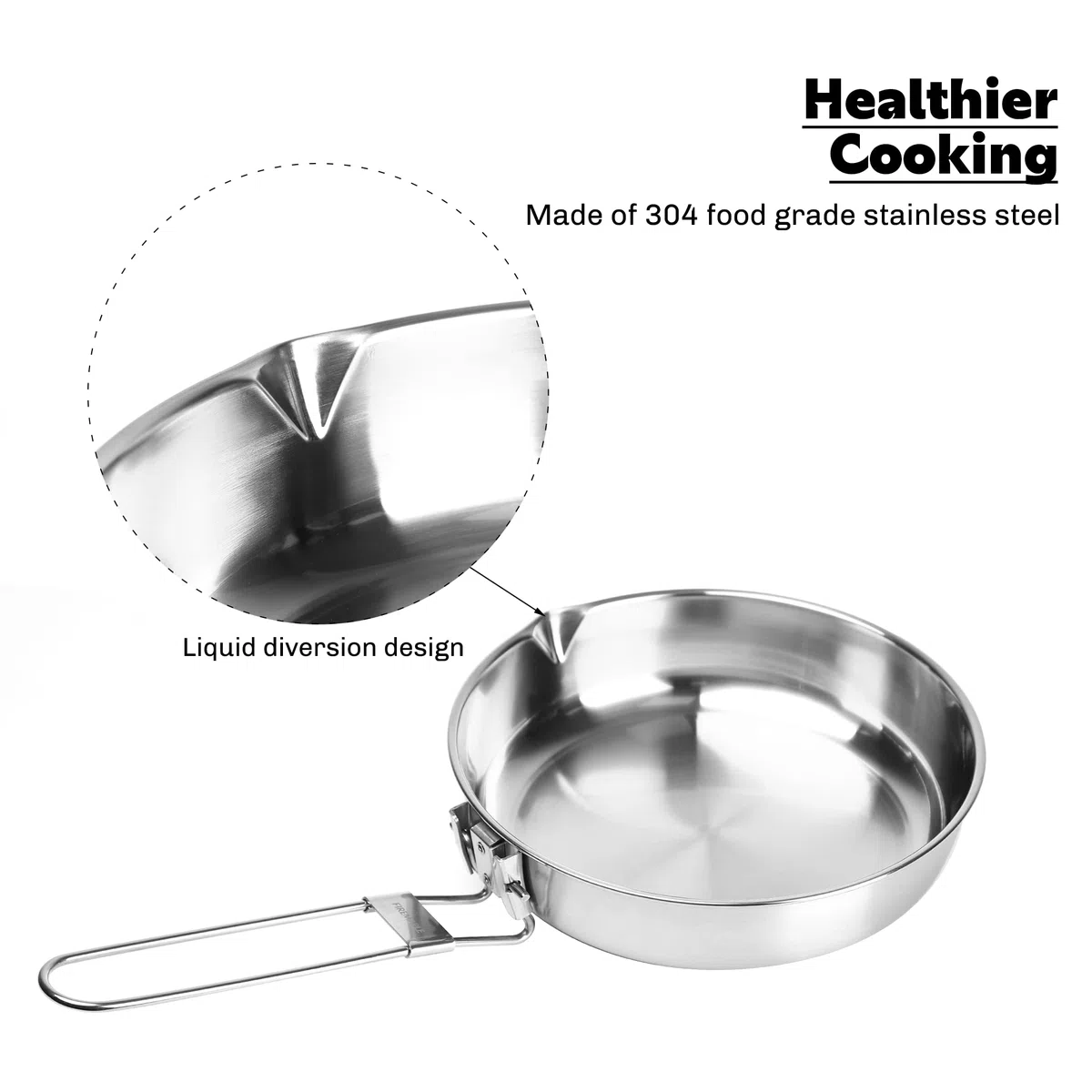 Fire-Maple Antarcti Padella in Acciaio Inox da Campeggio e Picnic Alluminio Saldato Fondo a Diffusione di Calore con Manico Pieghevole
