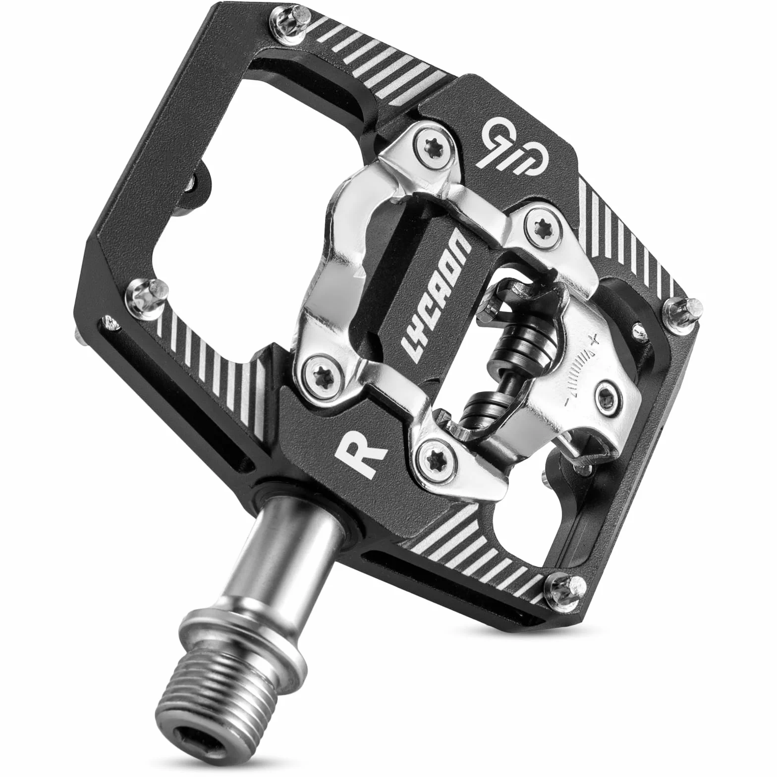 LYCAON Pedale per bicicletta da ciclismo - Pedale a piattaforma per mountain bike a doppia funzione, piatto e senza clip, in alluminio lavorato a CNC, 3 cuscinetti sigillati, compatibile con SPD