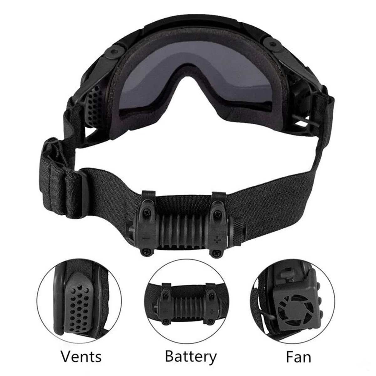 Occhiali da Sci, Occhiali antiappannamento con Ventola, Occhiali di Sicurezza Antipolvere Airsoft per Paintball con 2 Lenti