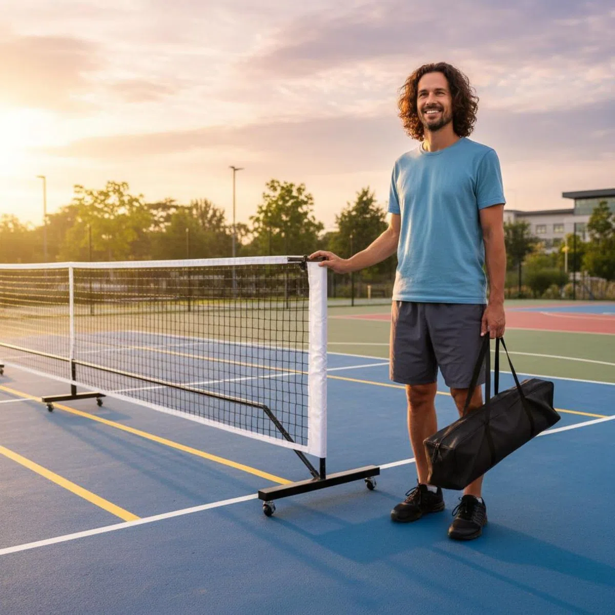 LOVIVER Rete Pickleball Portatile Rete da Allenamento Rete da Campo Rete Smontabile in Poliestere E Ferro Montaggio Rapido E Custodia Compatta Adatta a