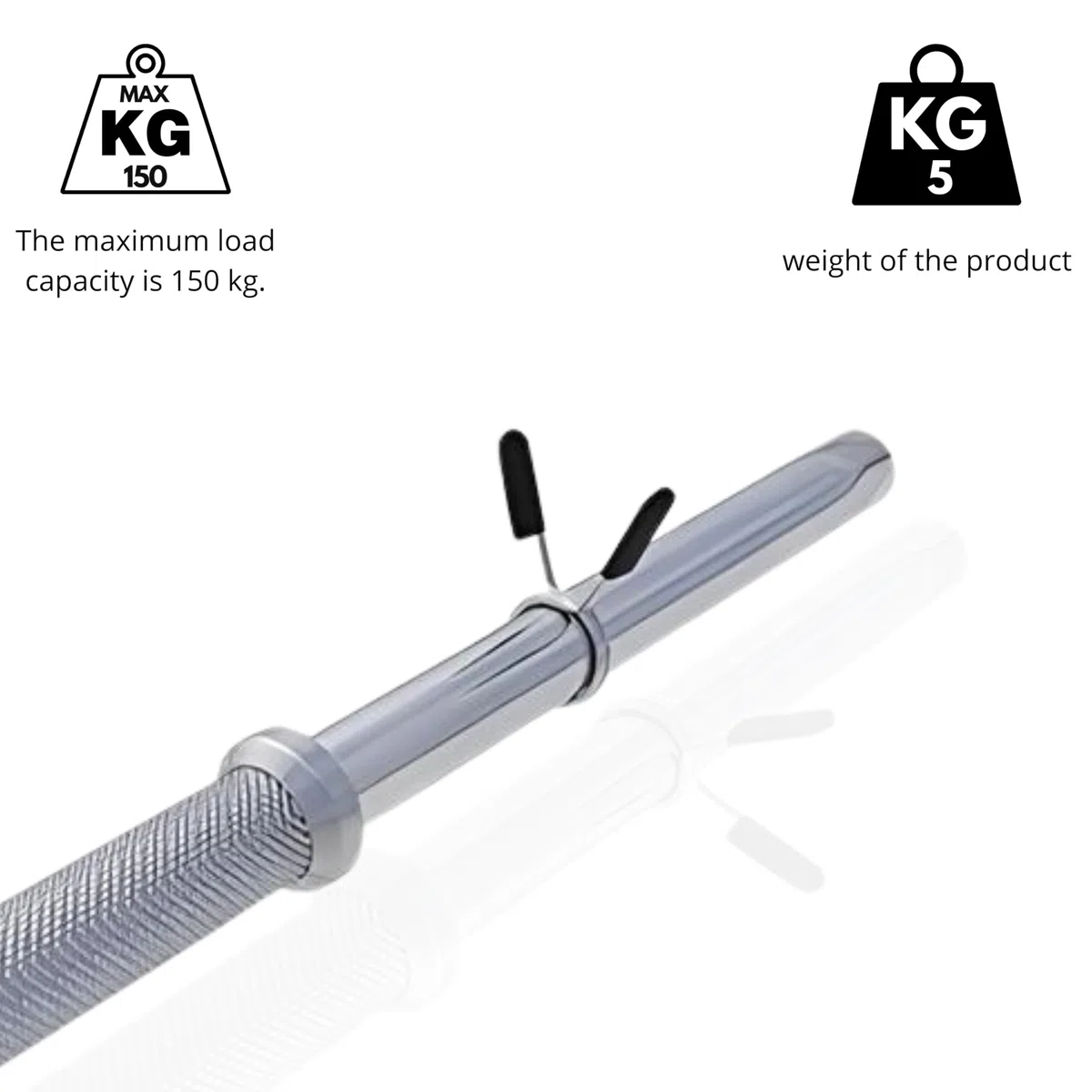 Bilanciere Palestra in Acciaio con Fermadischi Inclusi - Bilanciere 25mm Cromato 120 cm (5 KG) - Attrezzi Palestra Casa - Fitness Home Gym - Allenamento a Casa ottimale