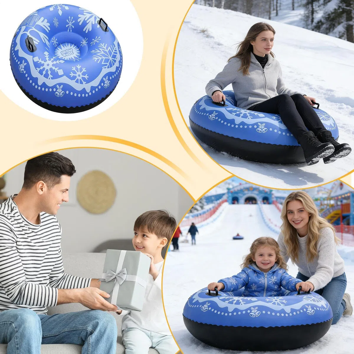 Tubi Da Neve Destinati Slittino In PVC Resistente Gonfiabile | Tubi da Neve Giocattoli Invernali Per Famiglia Donne Uomini Ragazzi Attività Allaperto