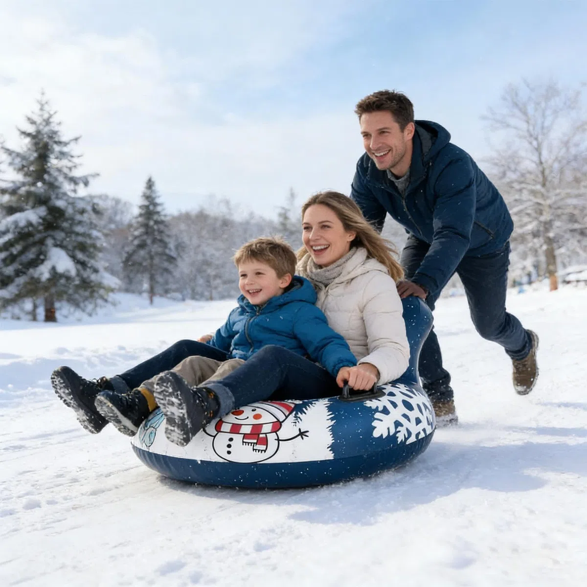 Tubo da neve gonfiabile – Anello per slittino sulla neve, scivolo invernale | Tubo da neve dotato di maniglia che offre portabilità leggera e piacevole esperienza di scorrimento invernale per avventure a