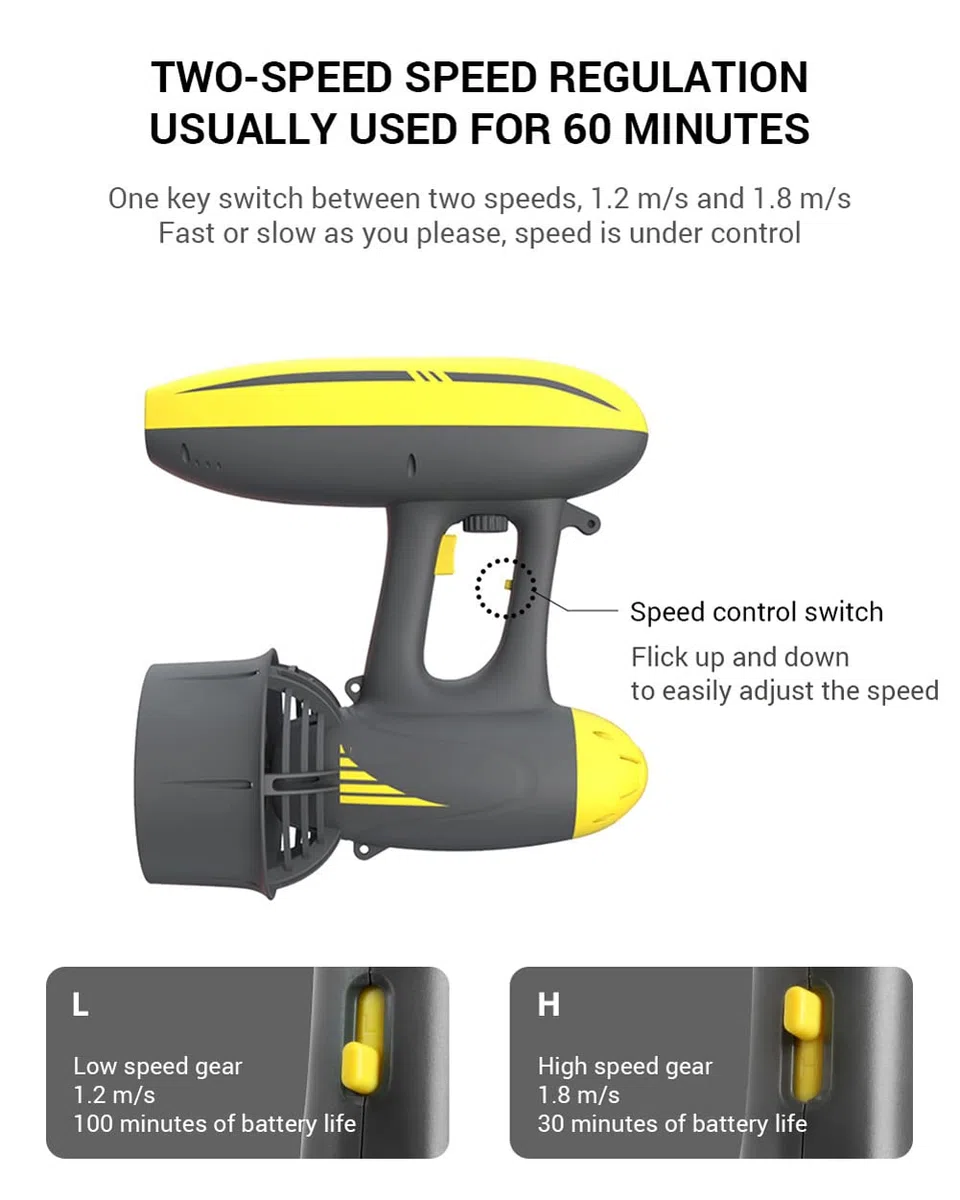 Monopattino subacqueo con 3 supporti per fotocamera, propulsore per immersioni subacquee, snorkeling, avventure in piscina, attrezzatura per sport acquatici per avventure in mare