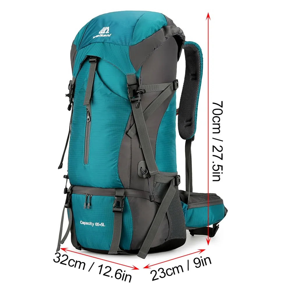 HUIOP Zaino da escursionismo da 70 litri Zaino da campeggio da arrampicata resistente all'acqua Zaino da viaggio con copertura antipioggia,zaino