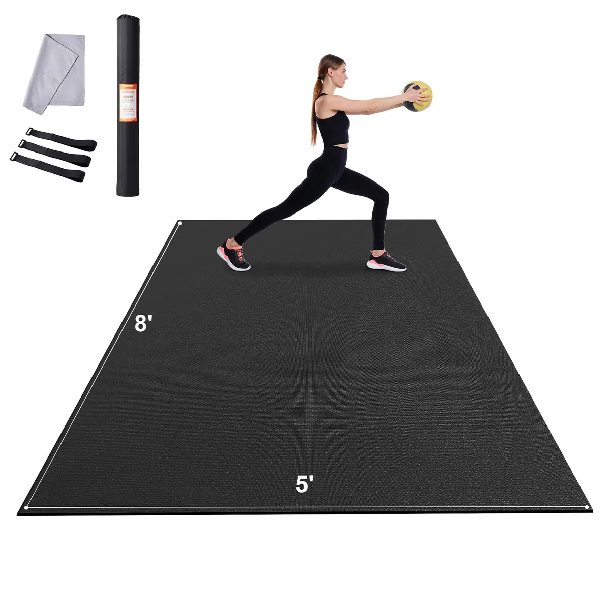 VEVOR Tappetino per Esercizi Yoga Premium ad Alta Densità Antiscivolo Tappetino per Fitness Esercizi con Borsa e Tracolla, per Tutti i Tipi di Yoga a Casa, Pilato e Allenamento a Terra 2440x1530 mm