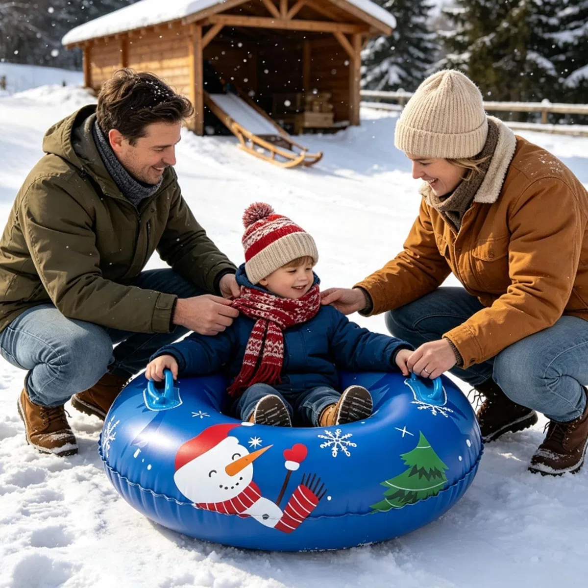 Tubo da slittino Tubo scivolo gonfiabile rotondo per neve con maniglie | Anello da slittino anti-abrasione Per Esterno Inverno Marciapiede Piscina Spiaggia Riunioni Feste Sport