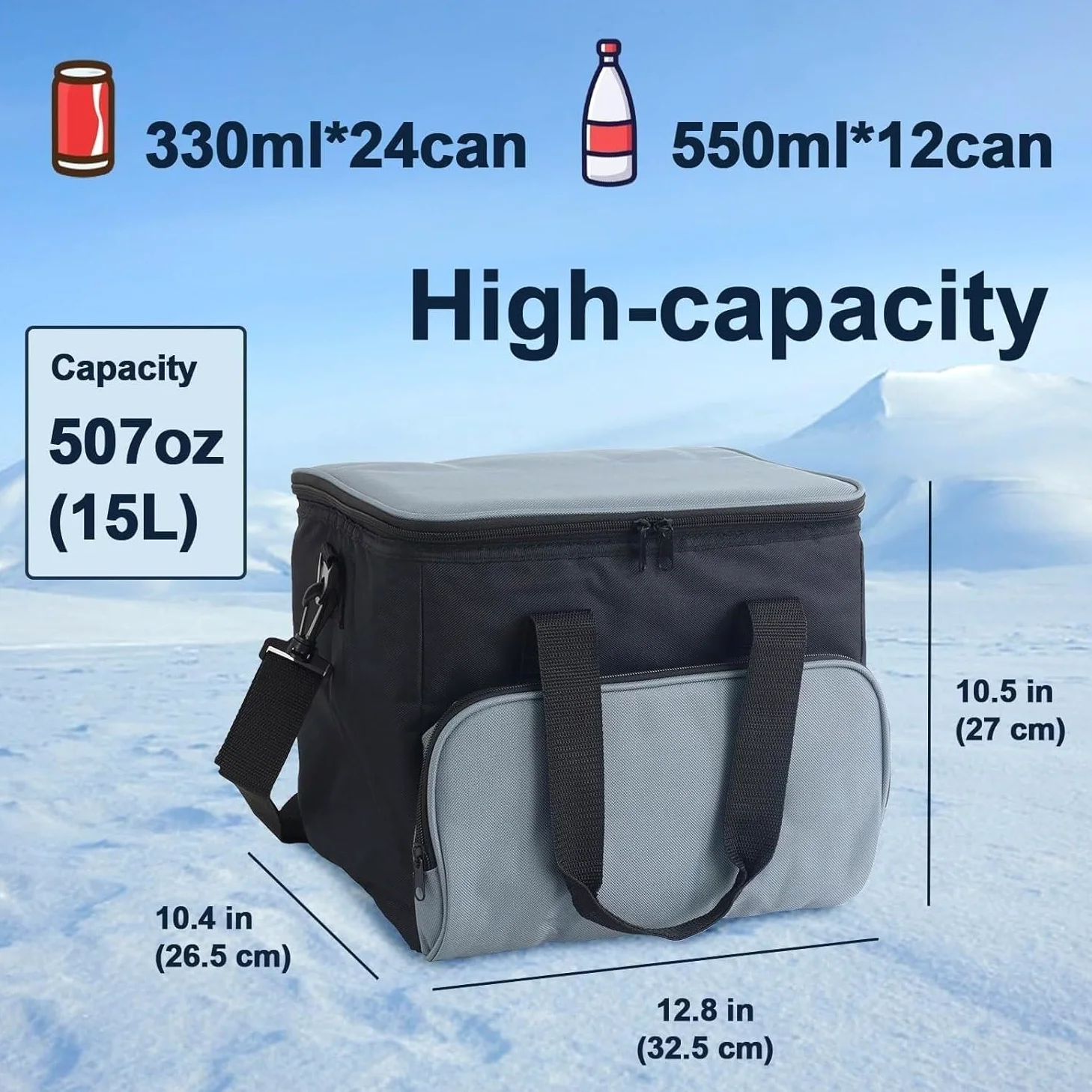 Borsa Frigo Portatile Da 15 Litri, Mini Borsa Frigo Da Viaggio, Plug-in DC Con Tracolla, Mantiene Il Cibo Fresco, Adatta For Auto, Camion, Camper, For Campeggio E Viaggi