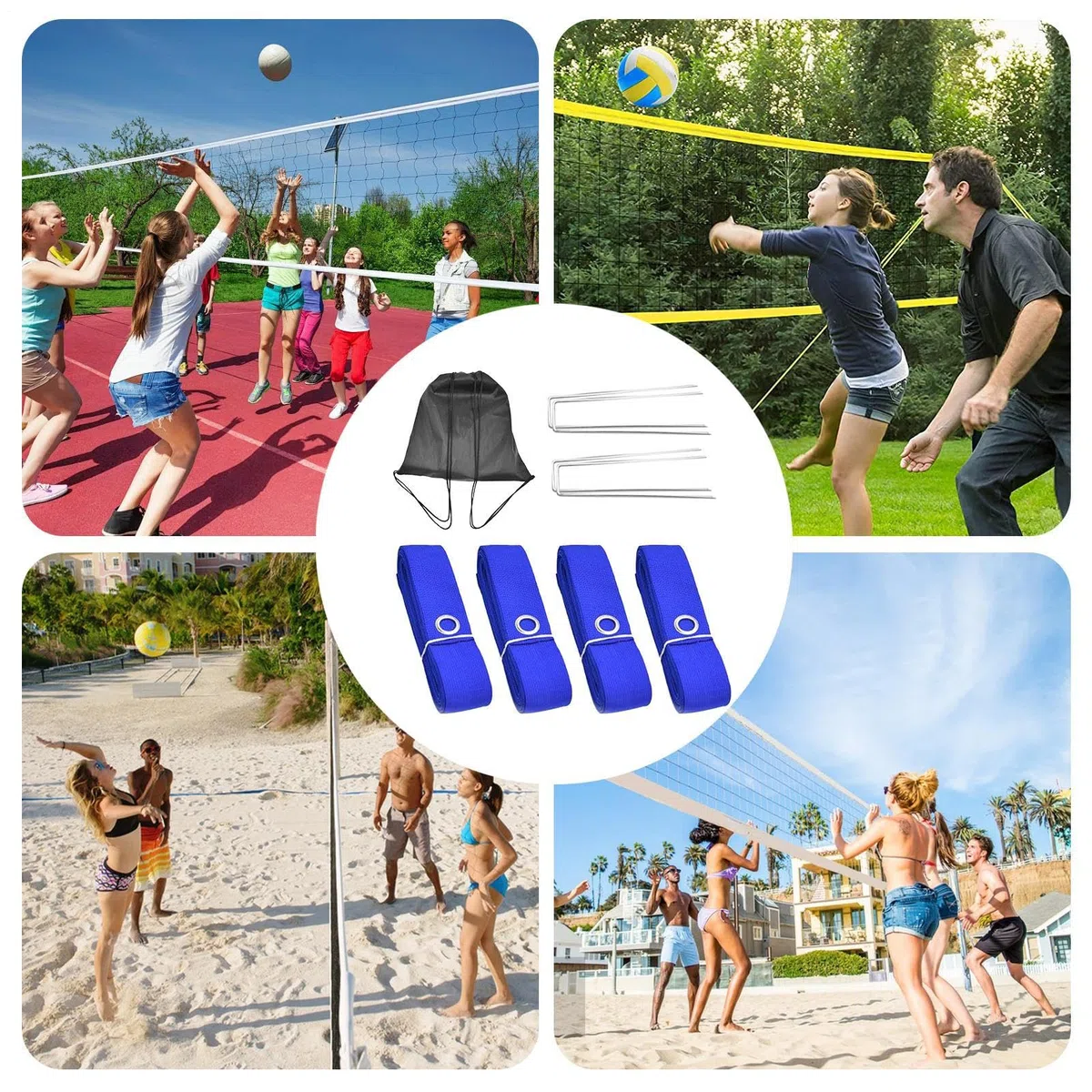Righe da Beach Volley Set Delimitatore per Sport sulla Sabbia | Linee Portatili per Pallavolo per Campo da Giardino, Cortile, Casa, Esterni, Torneo e Competizione